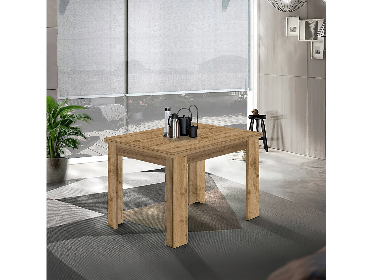 Tavolo allungabile Jesi ideale per 6-8 persone colore rovere 90/180x90x75 cm