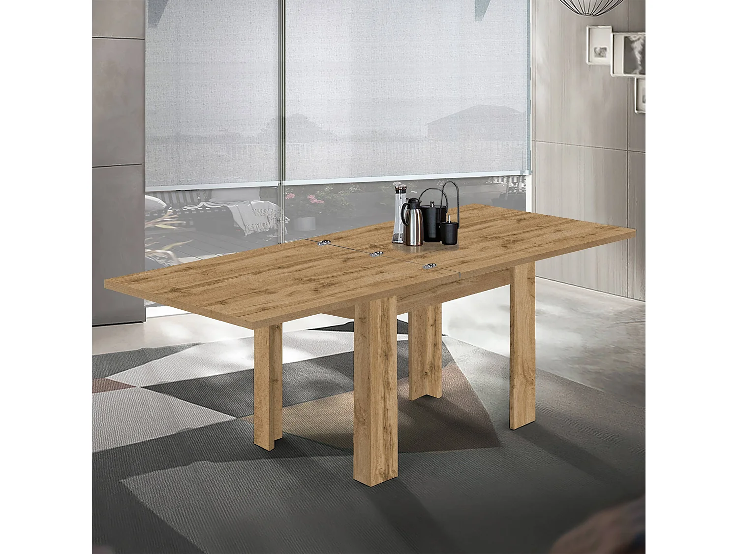 Tavolo allungabile Jesi ideale per 6-8 persone colore rovere 90/180x90x75 cm