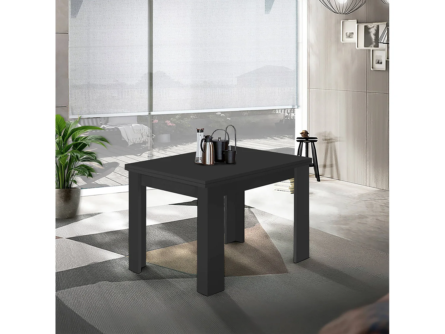 Tavolo allungabile Jesi ideale per 6-8 persone colore antracite opaco 90/180x90x75 cm