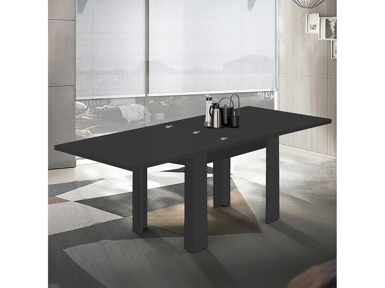 Tavolo allungabile Jesi ideale per 6-8 persone colore antracite opaco 90/180x90x75 cm