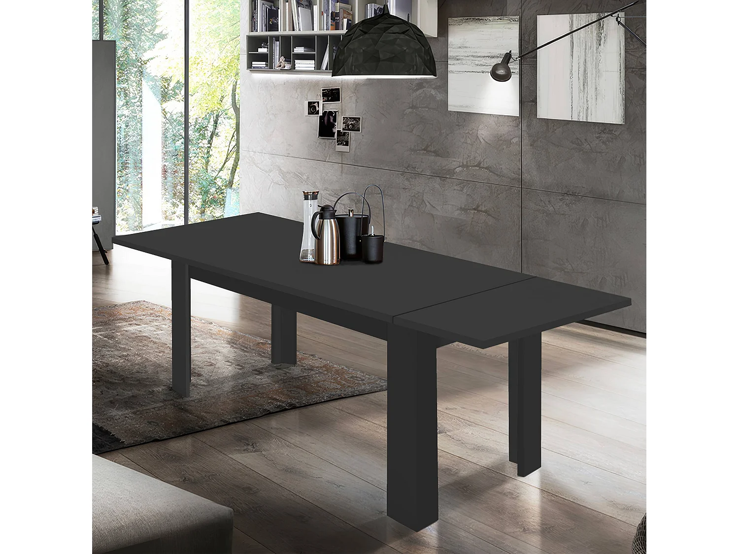 Tavolo allungabile Jesi ideale per 6-8 persone colore antracite opaco 140/190x90x75 cm