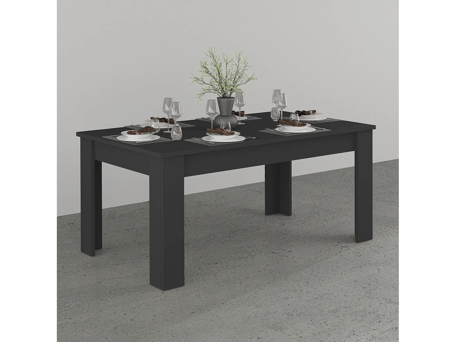 Tavolo allungabile Jesi ideale per 6-8 persone colore antracite opaco 140/190x90x75 cm