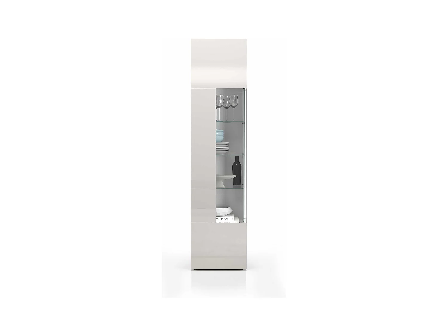 Vetrinetta espositiva Egypt con 1 anta e 5 ripiani bianco lucido 45x34x190 cm