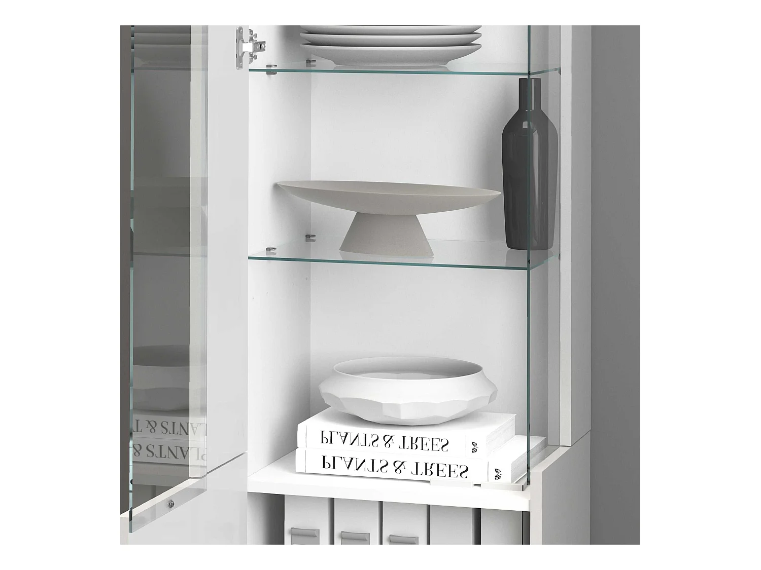 Vetrinetta espositiva Egypt con 1 anta e 5 ripiani bianco lucido 45x34x190 cm