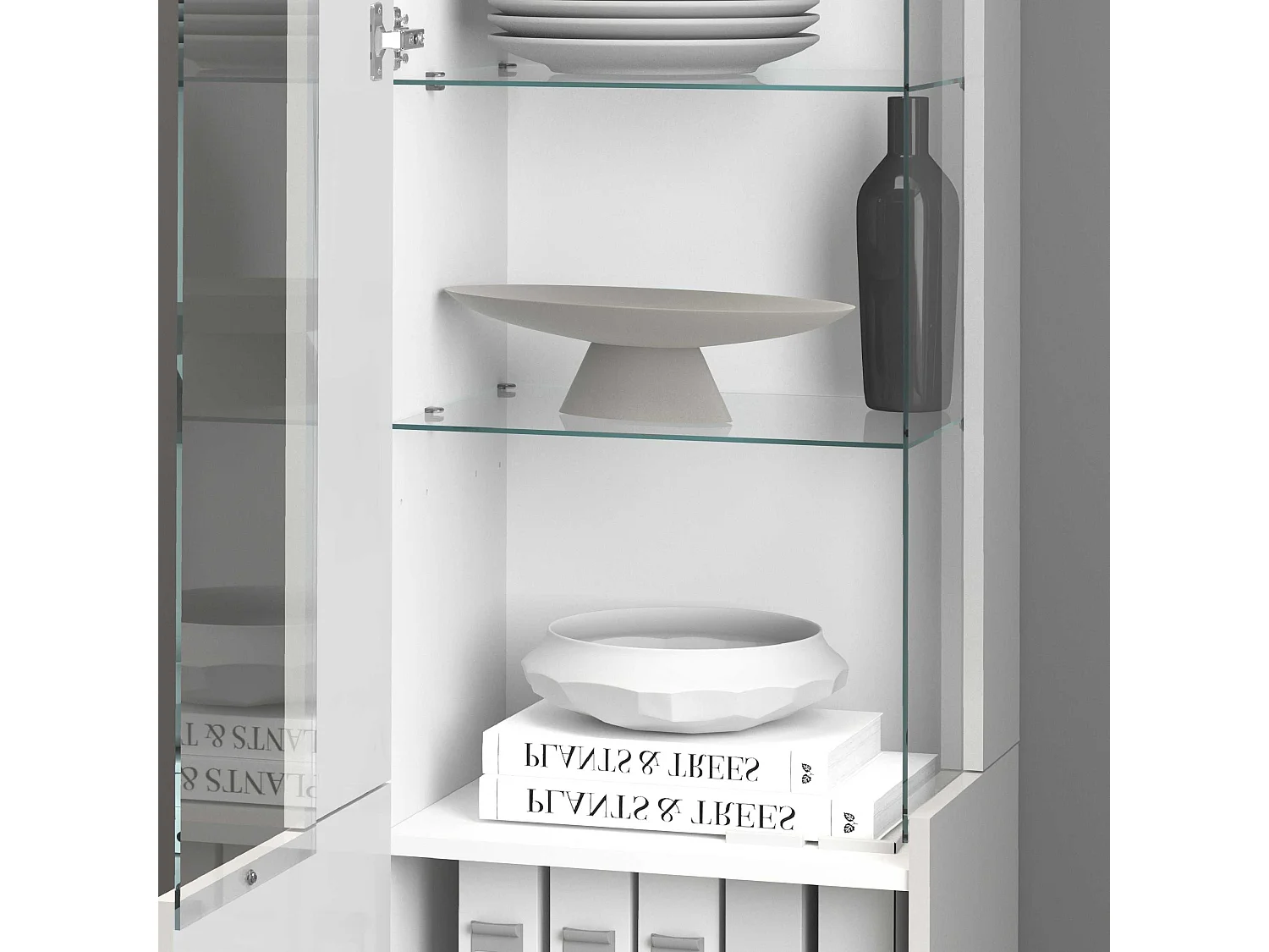 Vetrinetta espositiva Egypt con 1 anta e 5 ripiani bianco lucido 45x34x190 cm