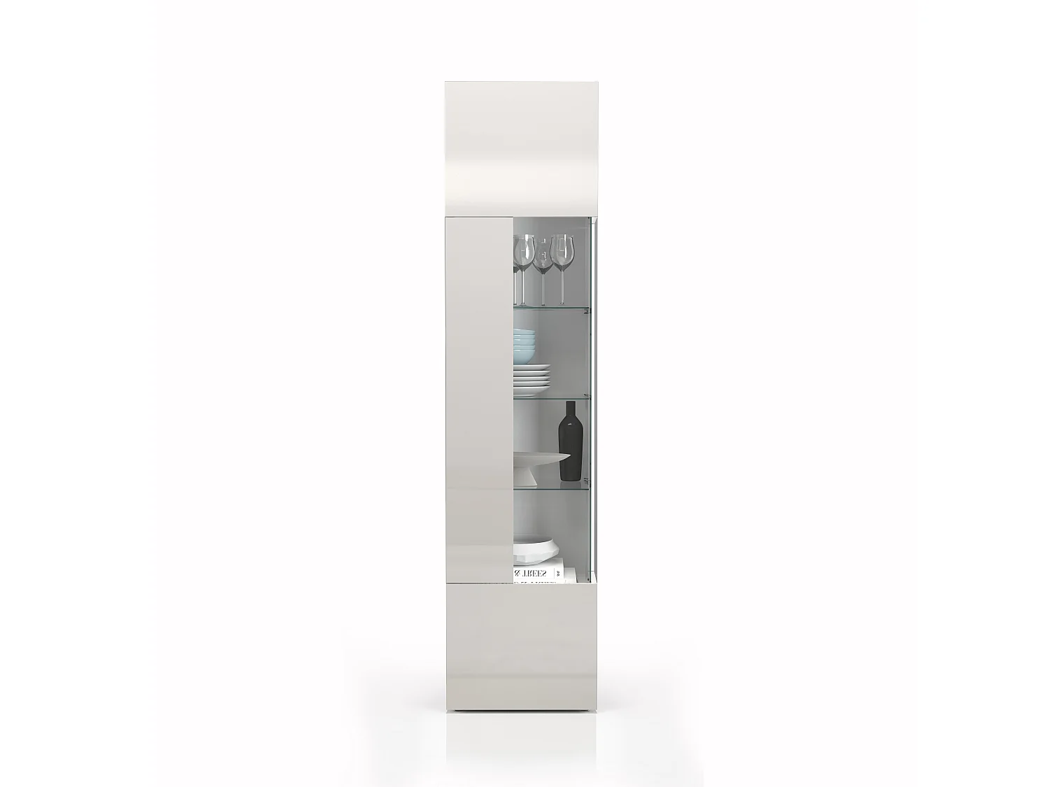 Vetrinetta espositiva Egypt con 1 anta e 5 ripiani bianco lucido 45x34x190 cm