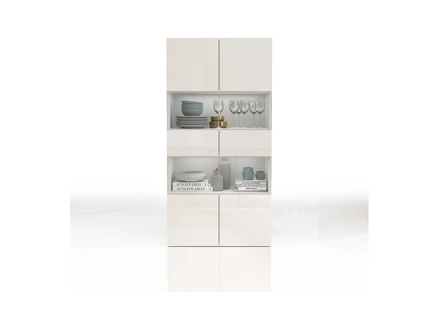 Vetrinetta espositiva Egypt con 2 ante e 4 ripiani bianco lucido 80x38x160 cm