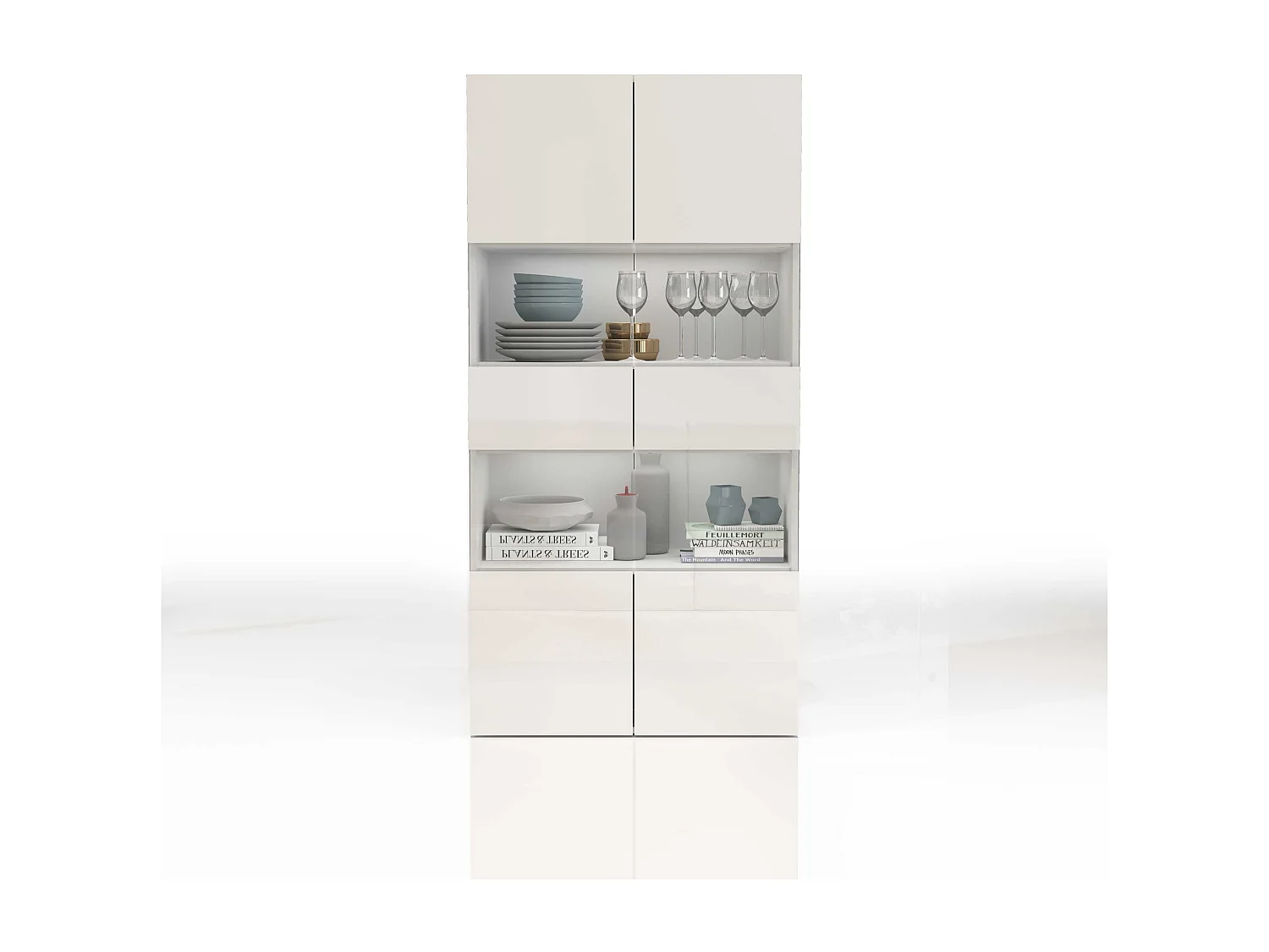 Vetrinetta espositiva Egypt con 2 ante e 4 ripiani bianco lucido 80x38x160 cm