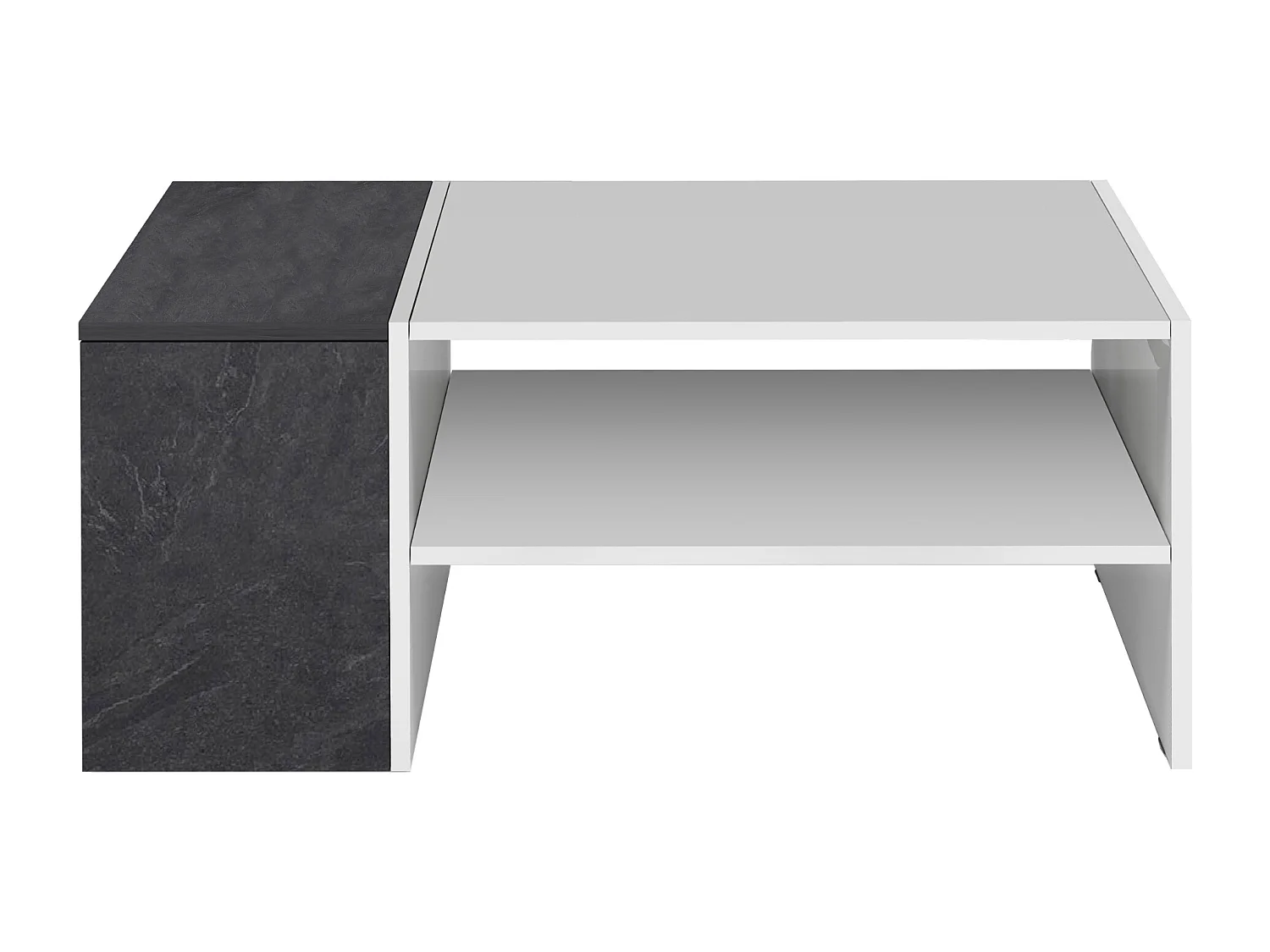 Tavolino da caffè Corona con 1 vano contenitivo bianco e report 90x60x40 cm