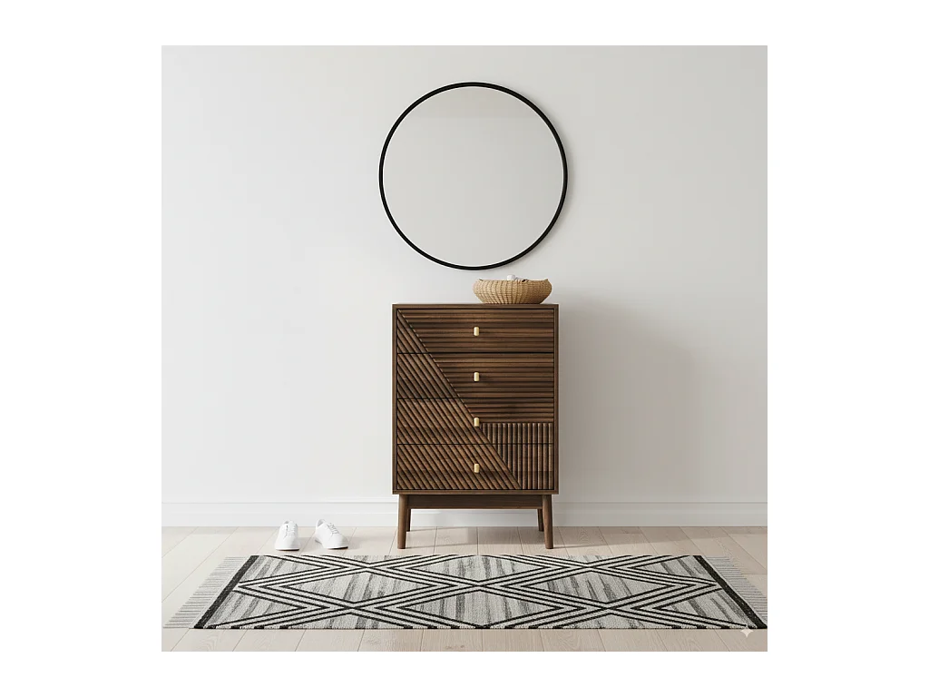 URBAN MEUBLE Commode style rétro 4 tiroirs avec design géométrique