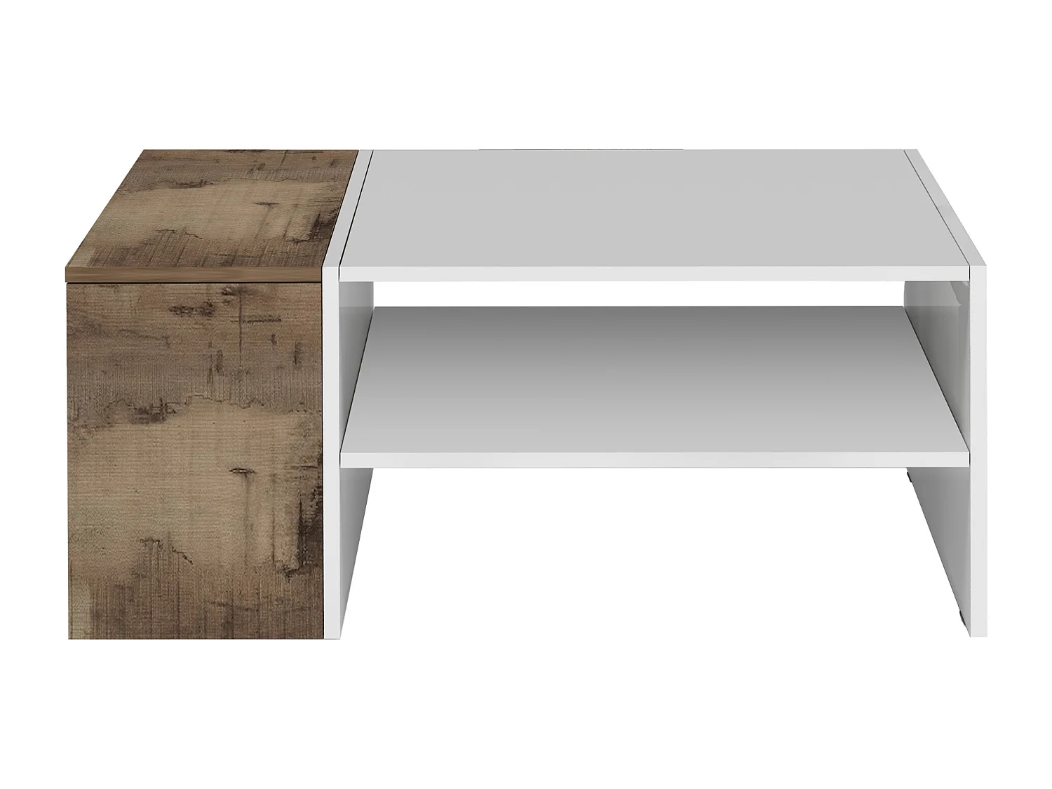 Tavolino da caffè Corona con 1 vano contenitivo bianco e acero pereira 90x60x40 cm