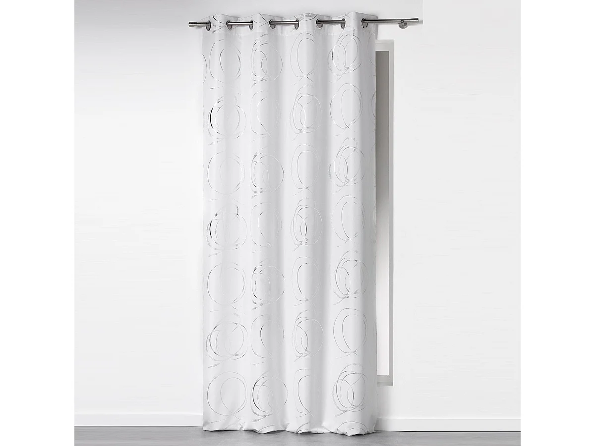 Cortina con ollaos impresión "hebillas estilizadas y argentadas 140 x 260 cm