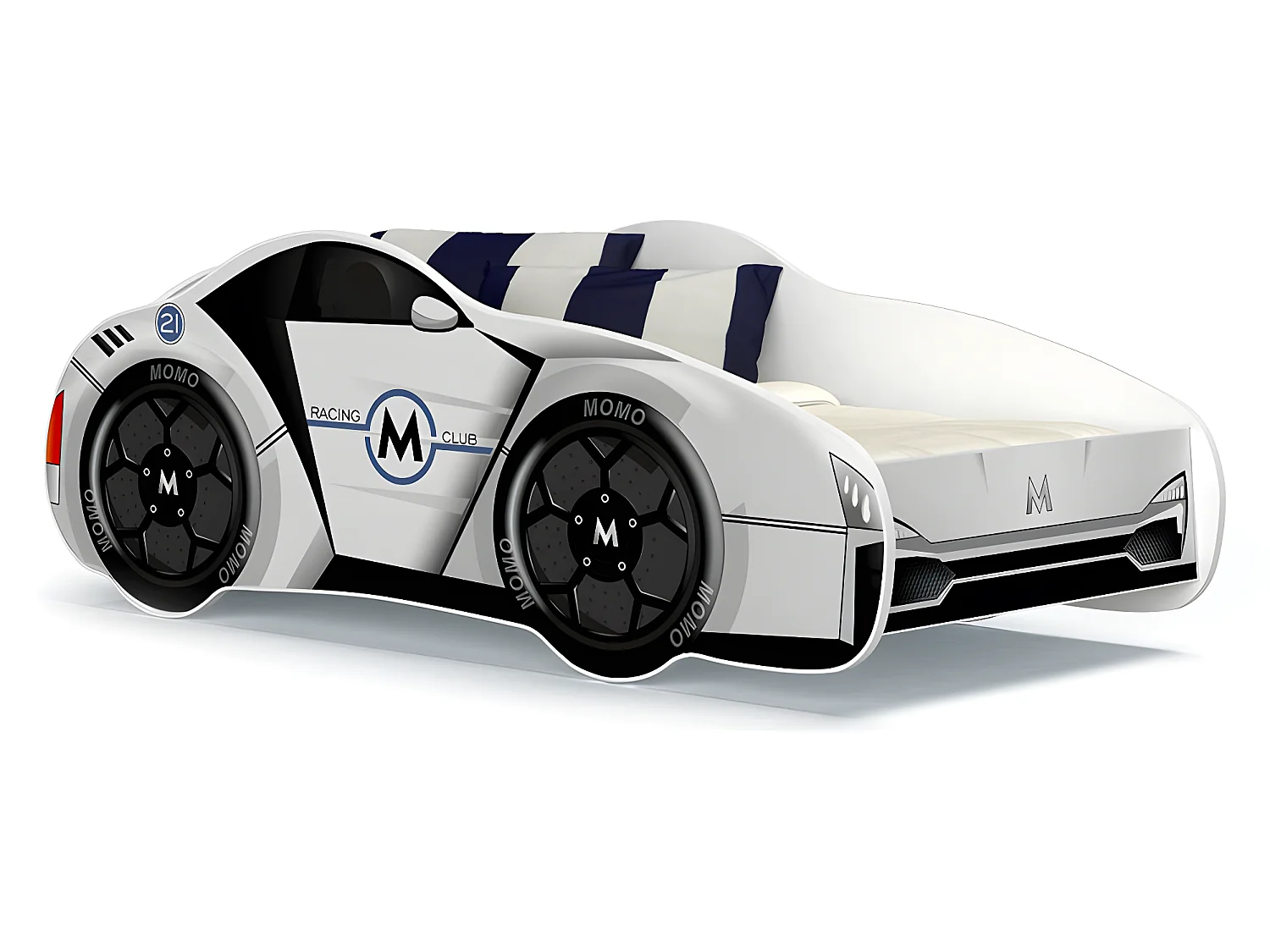 Lit Enfant Voiture 70x140 12 M CLUB Thème Livré avec sommiers et matelas en mousse de 7cm