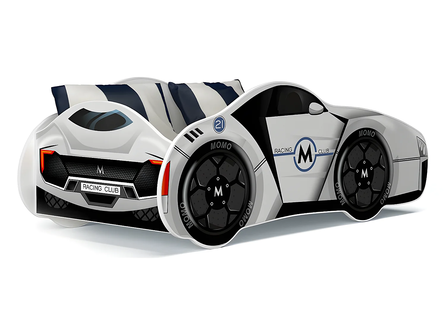 Lit Enfant Voiture 70x140 12 M CLUB Thème Livré avec sommiers et matelas en mousse de 7cm