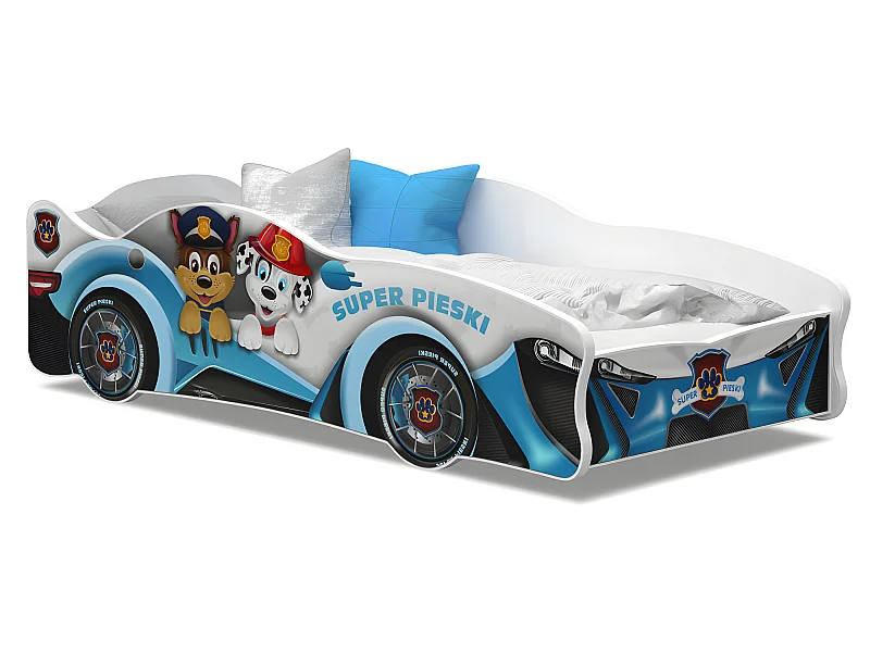 Lit Enfant Voiture 80x160 28 Pat Patrouille Thème Livré avec sommiers et matelas en mousse de 7cm