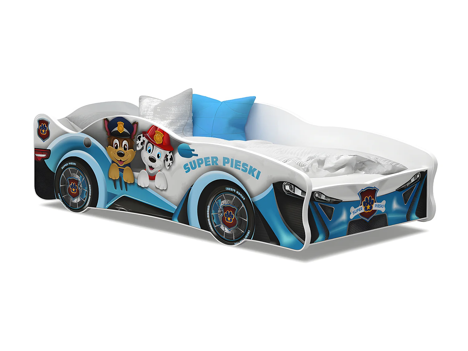 Lit Enfant Voiture 80x160 28 Pat Patrouille Thème Livré avec sommiers et matelas en mousse de 7cm