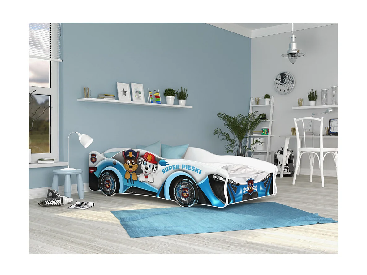 Lit voiture enfant 80 x 160 cm Pat'Patrouille - Matelas Oeko-Tex® inclus