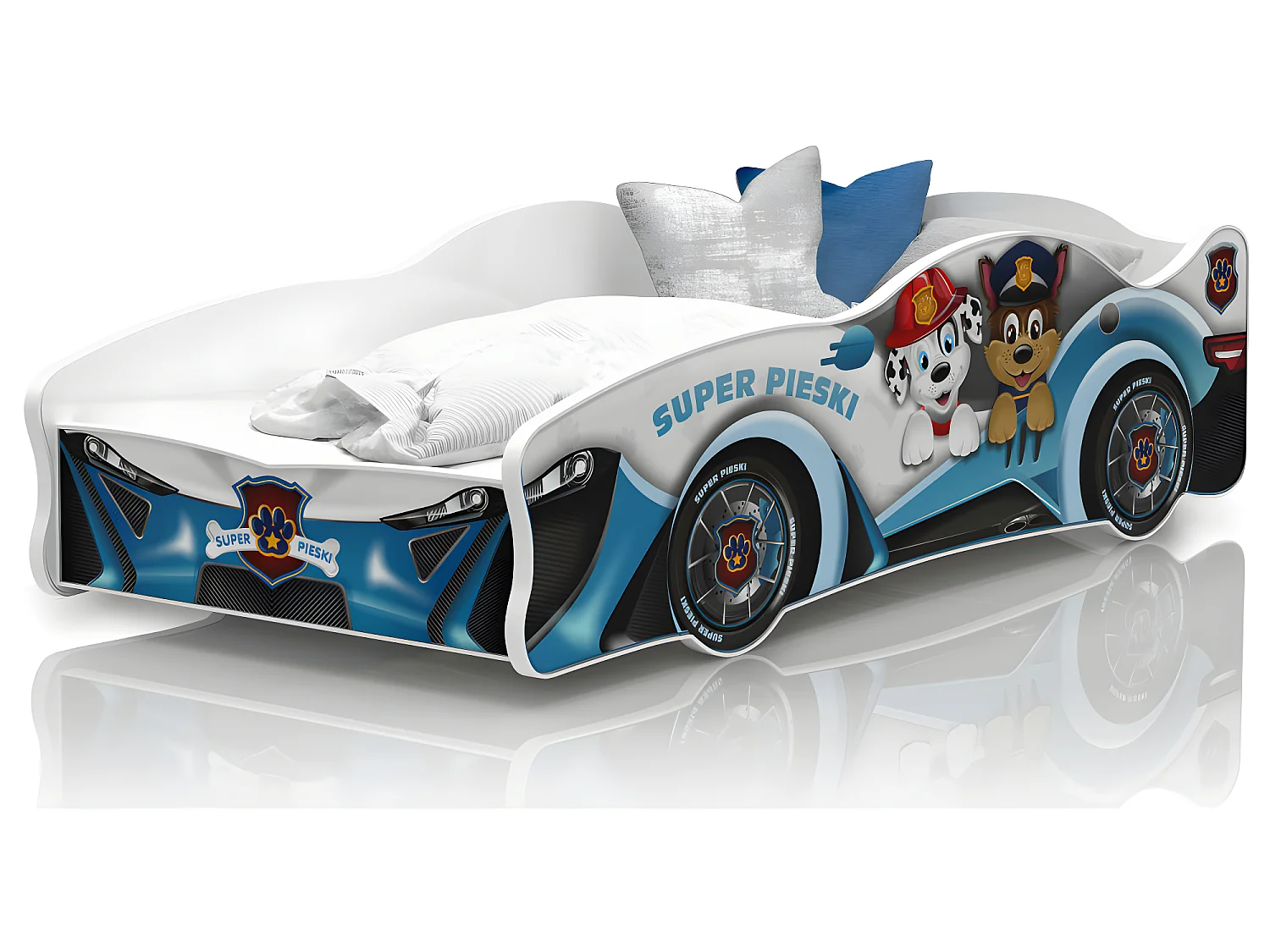 Lit Enfant Voiture 80x160 28 Pat Patrouille Thème Livré avec sommiers et matelas en mousse de 7cm