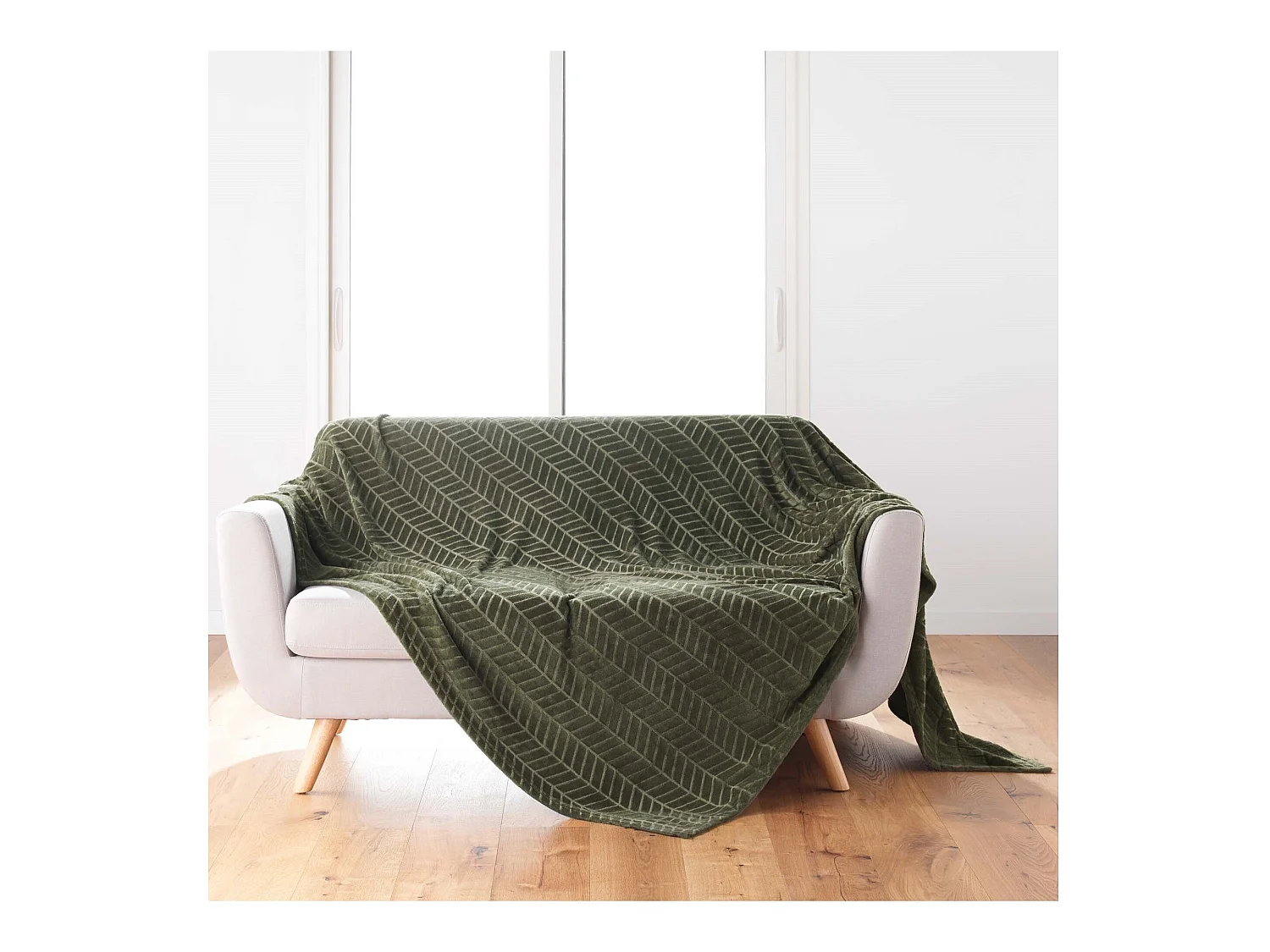 Plaid flanelle 180 x 220 cm Aryas kaki