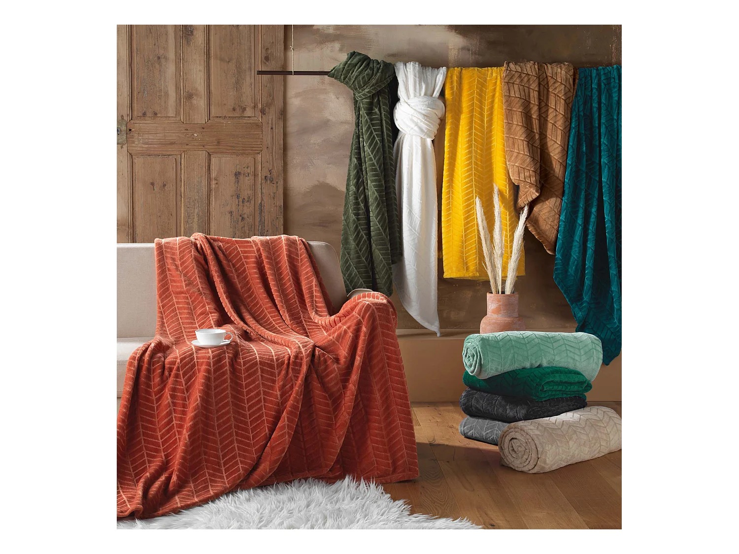 Plaid flanelle 180 x 220 cm Aryas kaki