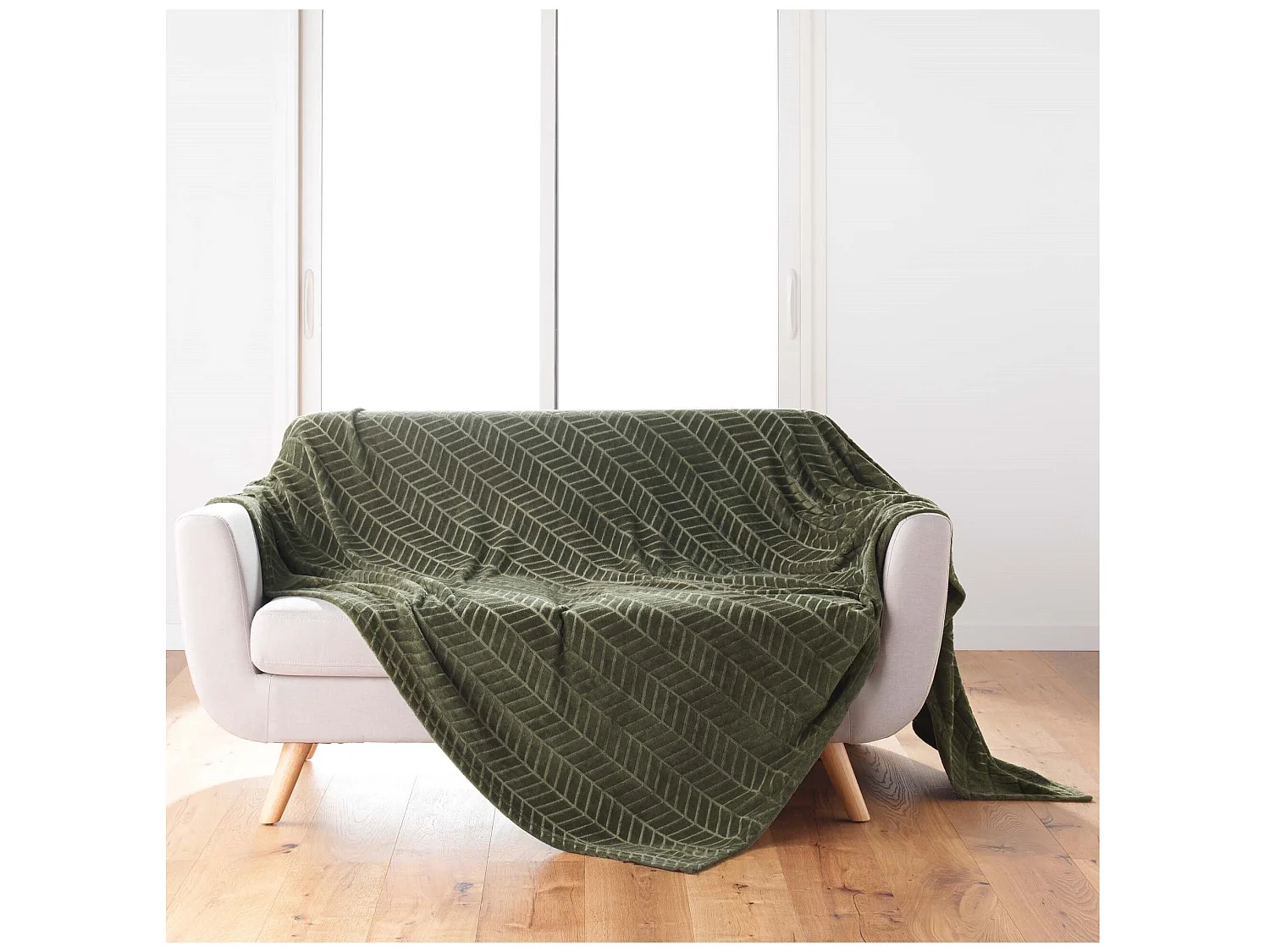 Plaid flanelle 180 x 220 cm Aryas kaki