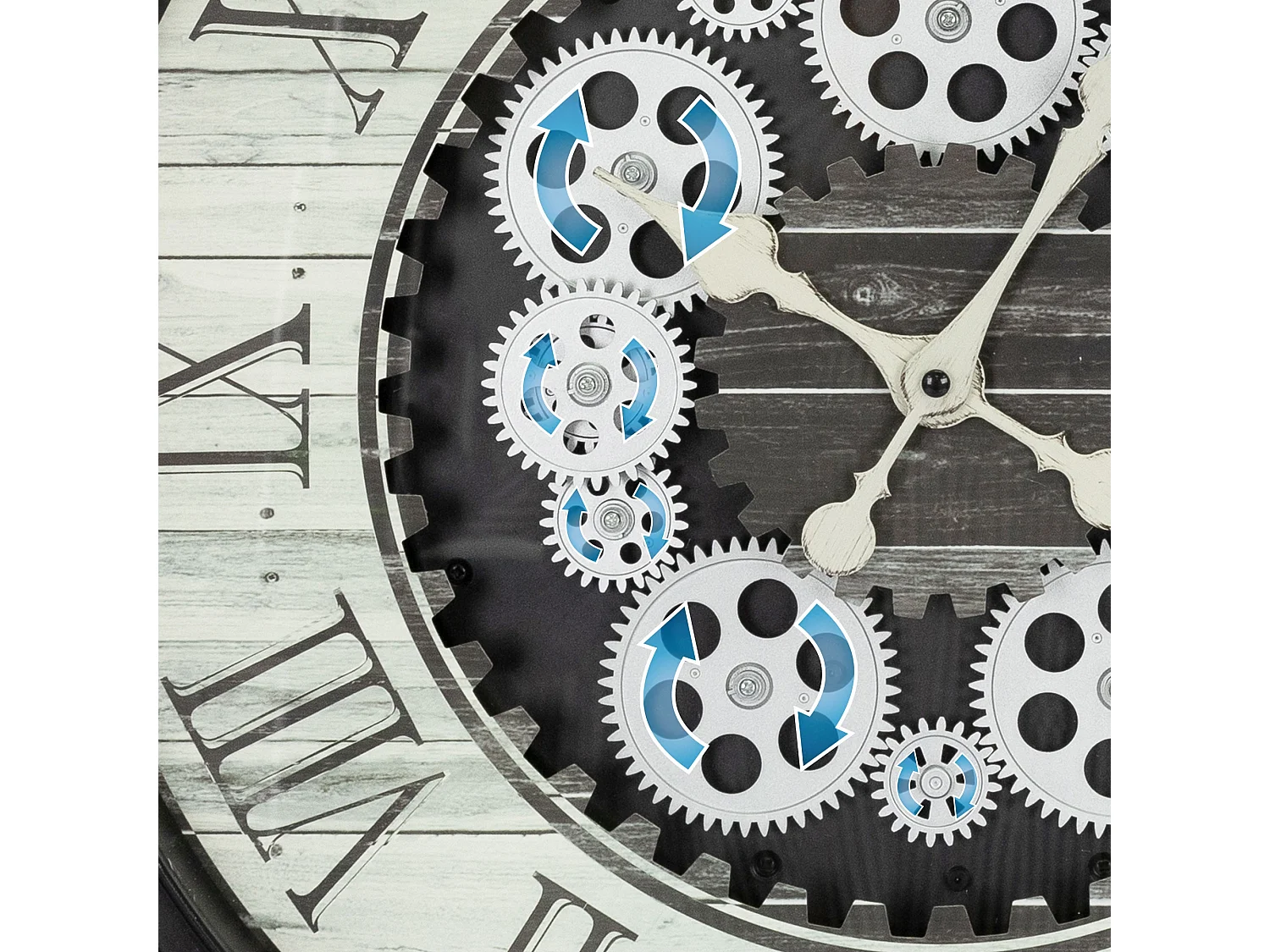 Horloge murale analogique design industriel MDF bois noir rond Ø48 cm ECD Germany
