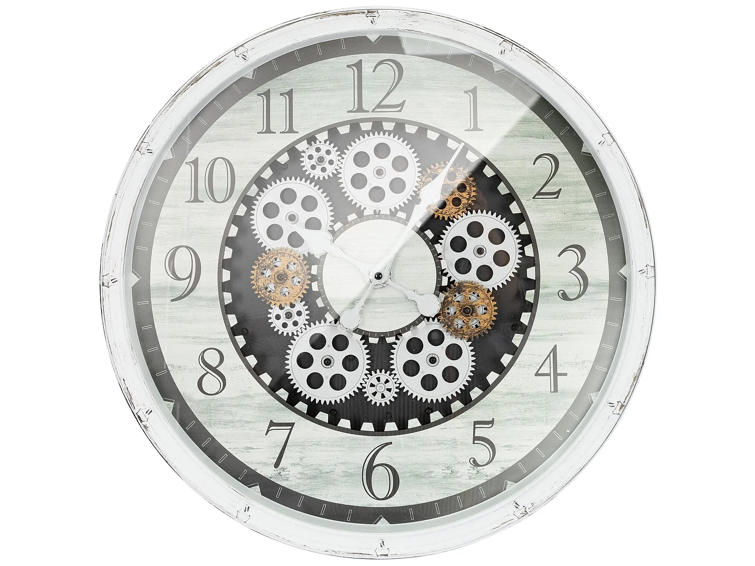 Horloge murale analogique design industriel en MDF bois rond Ø 48 cm ECD Germany
