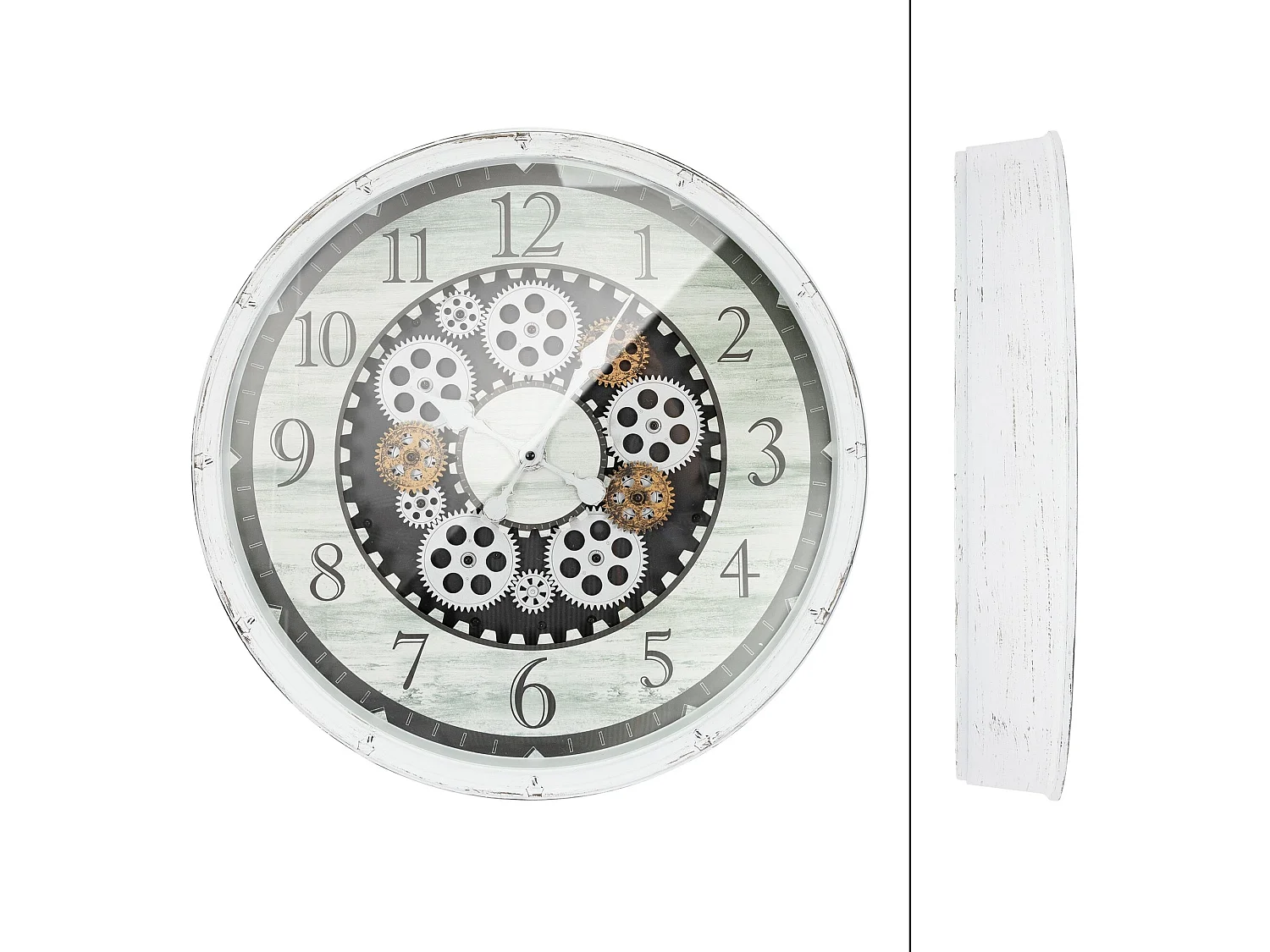 Horloge murale analogique design industriel en MDF bois rond Ø 48 cm ECD Germany