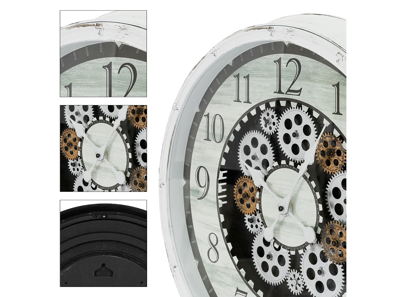 Horloge murale analogique design industriel en MDF bois rond Ø 48 cm ECD Germany