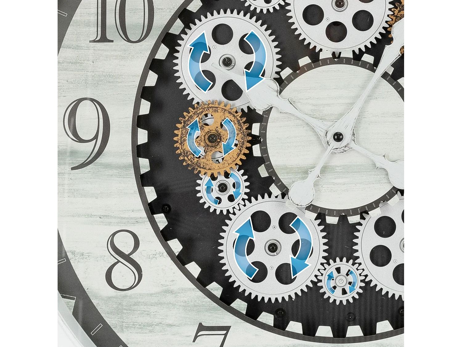 Horloge murale analogique design industriel en MDF bois rond Ø 48 cm ECD Germany