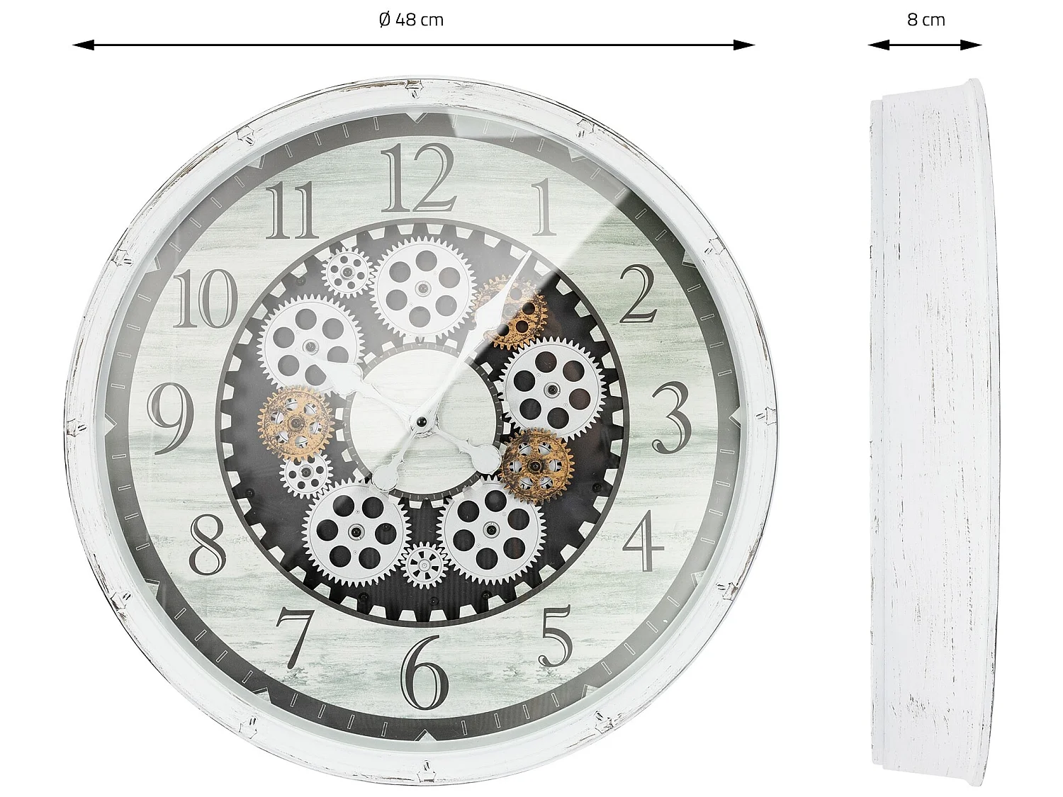 Horloge murale analogique design industriel en MDF bois rond Ø 48 cm ECD Germany