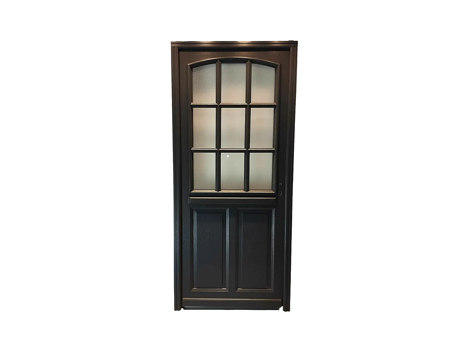 Porte D'Entrée Bois Vitrée, Alicia, Gris Ral7016, H,215Xl,80 P,Gauche Cote Tableau