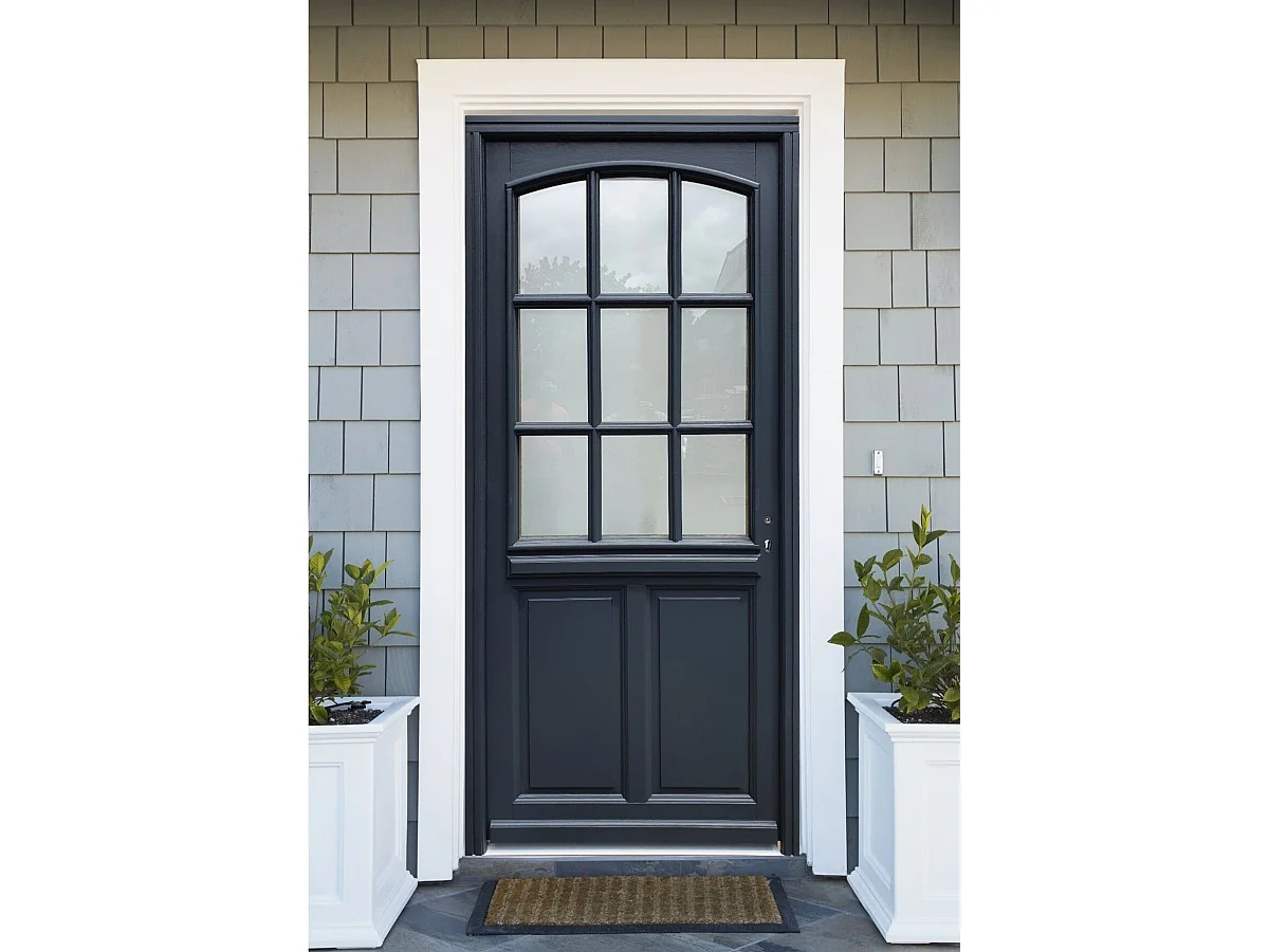 Porte d'entree Bois vitree, Alicia, gris RAL7016, H,215xl,80 p,gauche Cote Tableau