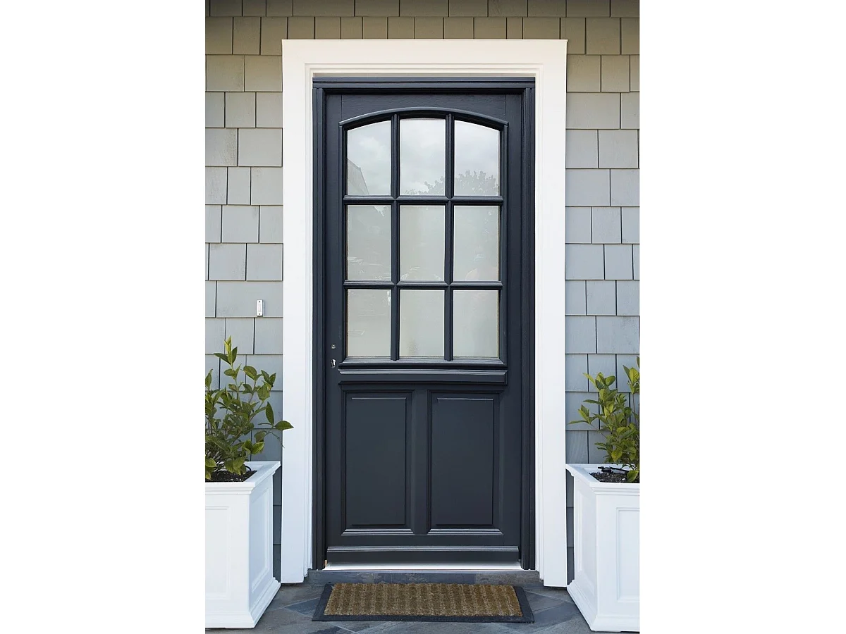 Porte d'entree Bois vitree, Alicia, gris RAL7016, H,215xl,80 p, droit Cote Tableau