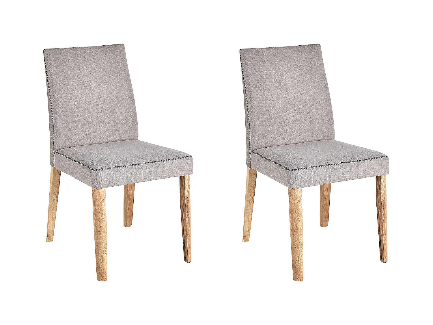 Polsterstuhl 2er Set grau Holzbeine hellbraun hohe Lehne Skandi Design Phola