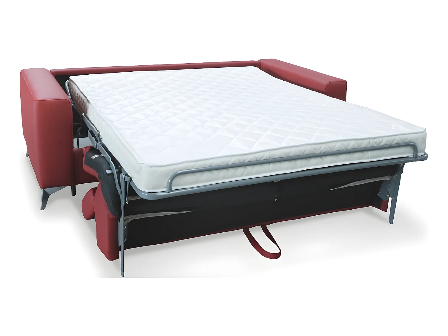 Canapé 3 places convertible en cuir italien de luxe MOVIDA, rouge foncé