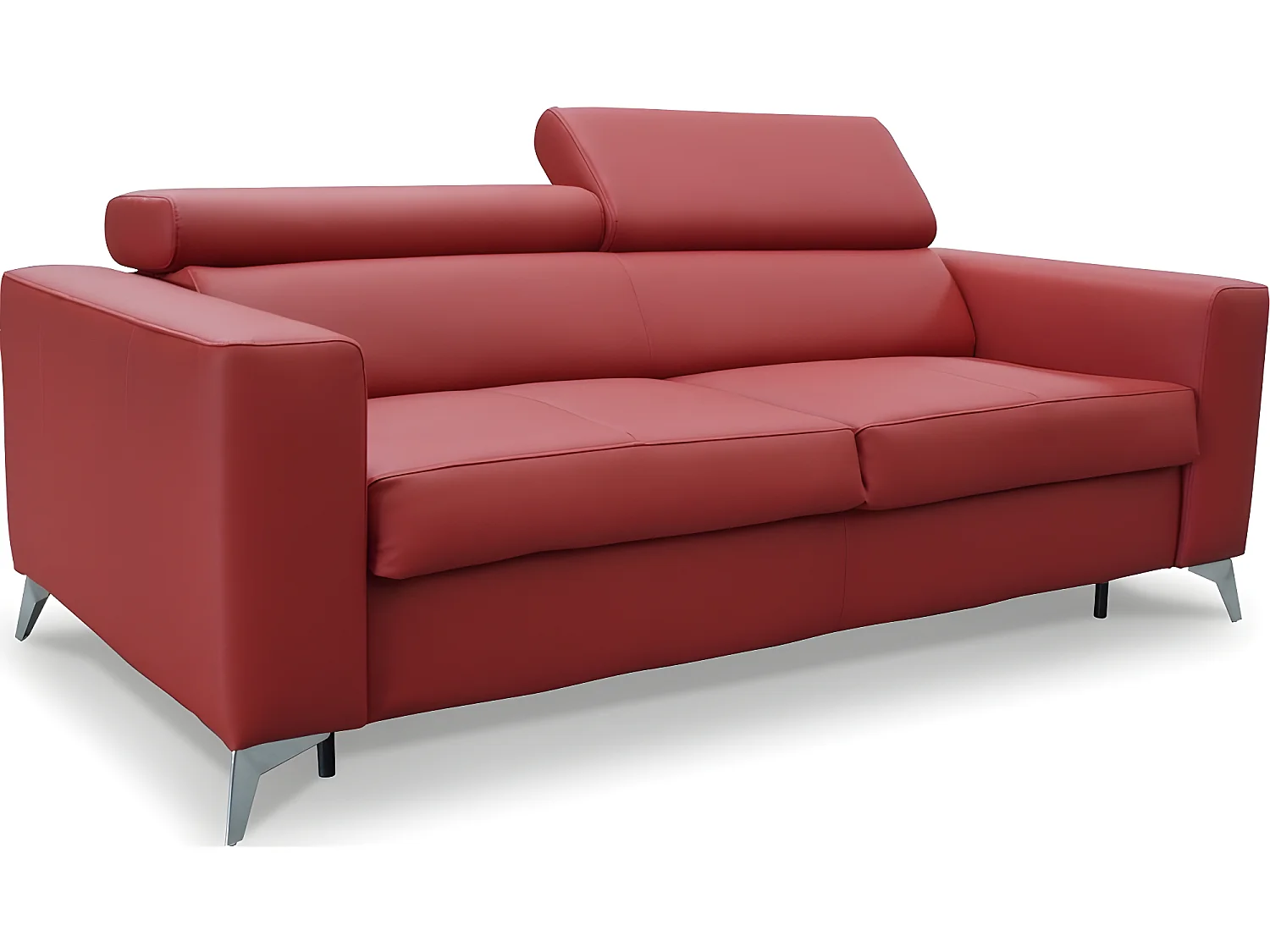 Canapé 3 places convertible en cuir italien de luxe MOVIDA, rouge foncé