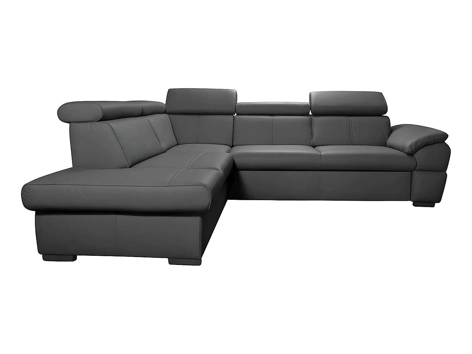 Canapé d'angle convertible en cuir italien de luxe 5/6 places TONY, avec coffre, gris foncé, angle gauche