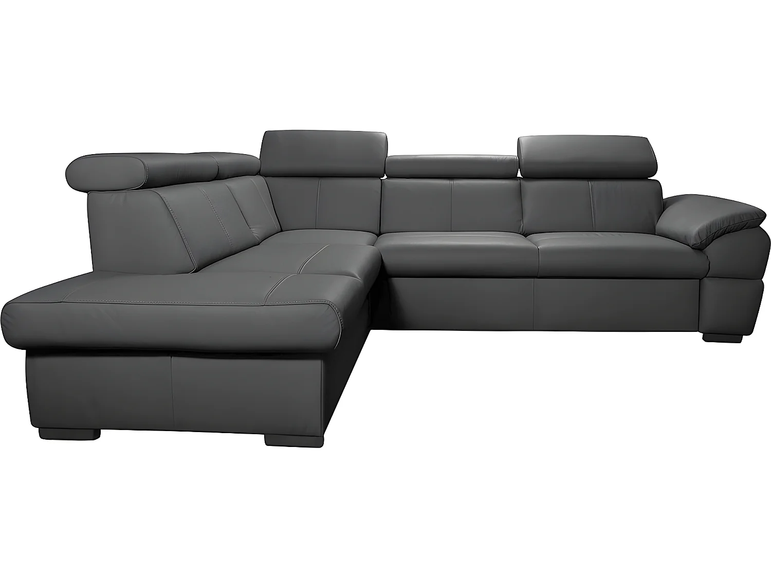 Hoekbank van luxe Italiaans leer, 5/6 zitplaatsen met opbergruimte, donkergrijs