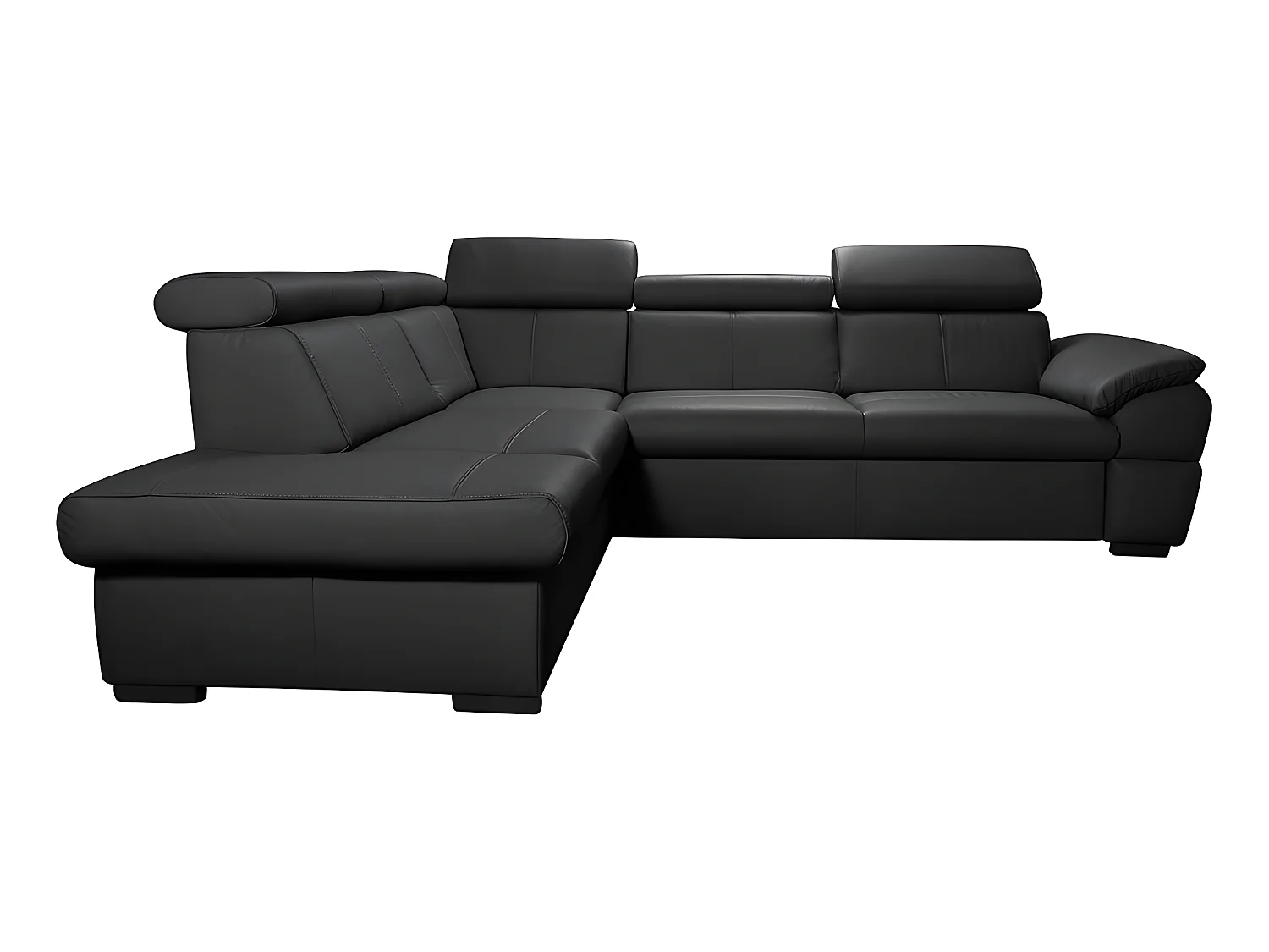 Canapé d'angle convertible en cuir italien de luxe 5/6 places TONY, avec coffre, noir, angle gauche