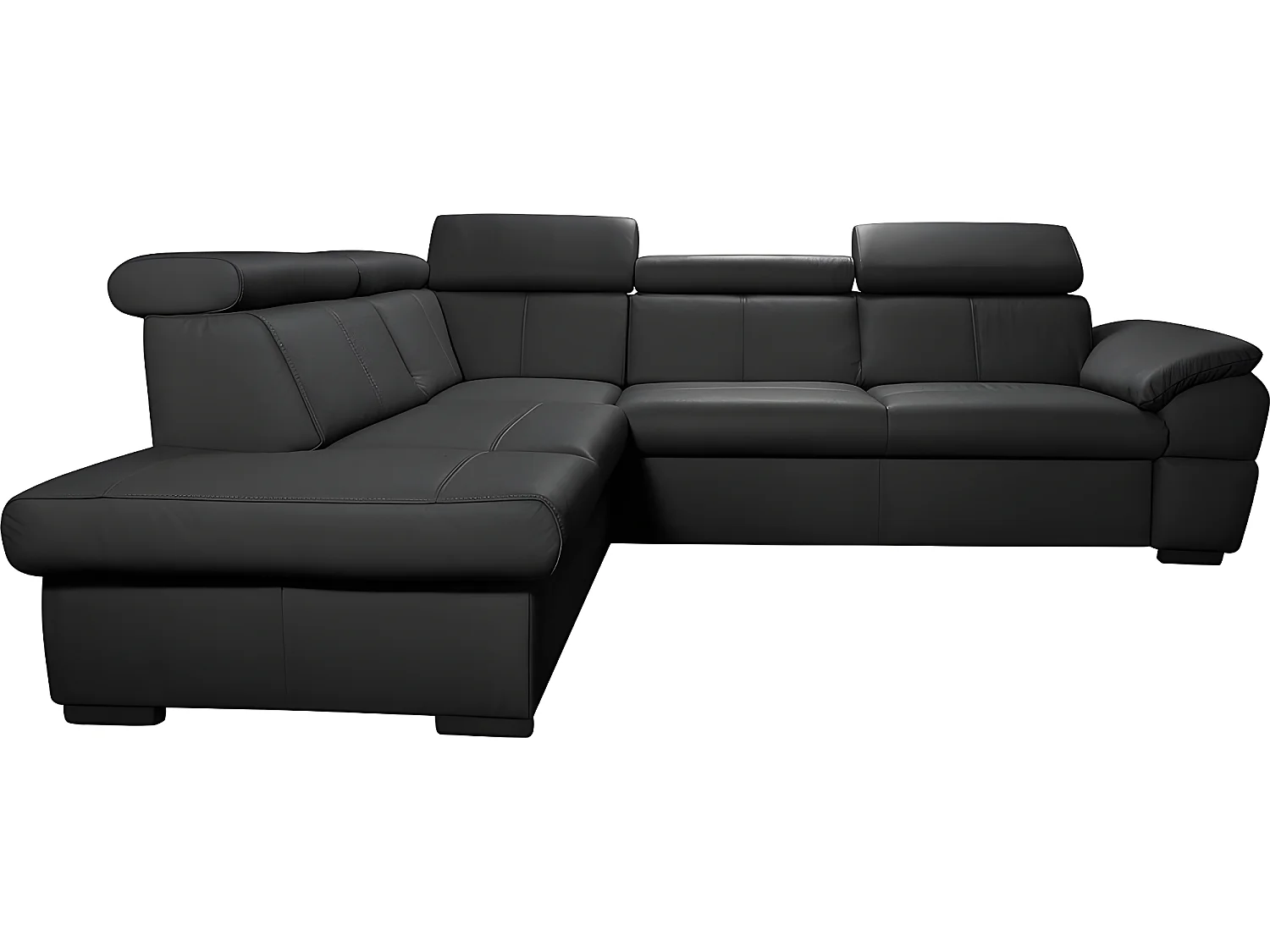 Canapé d'angle convertible en cuir italien de luxe 5/6 places TONY, avec coffre, noir, angle gauche