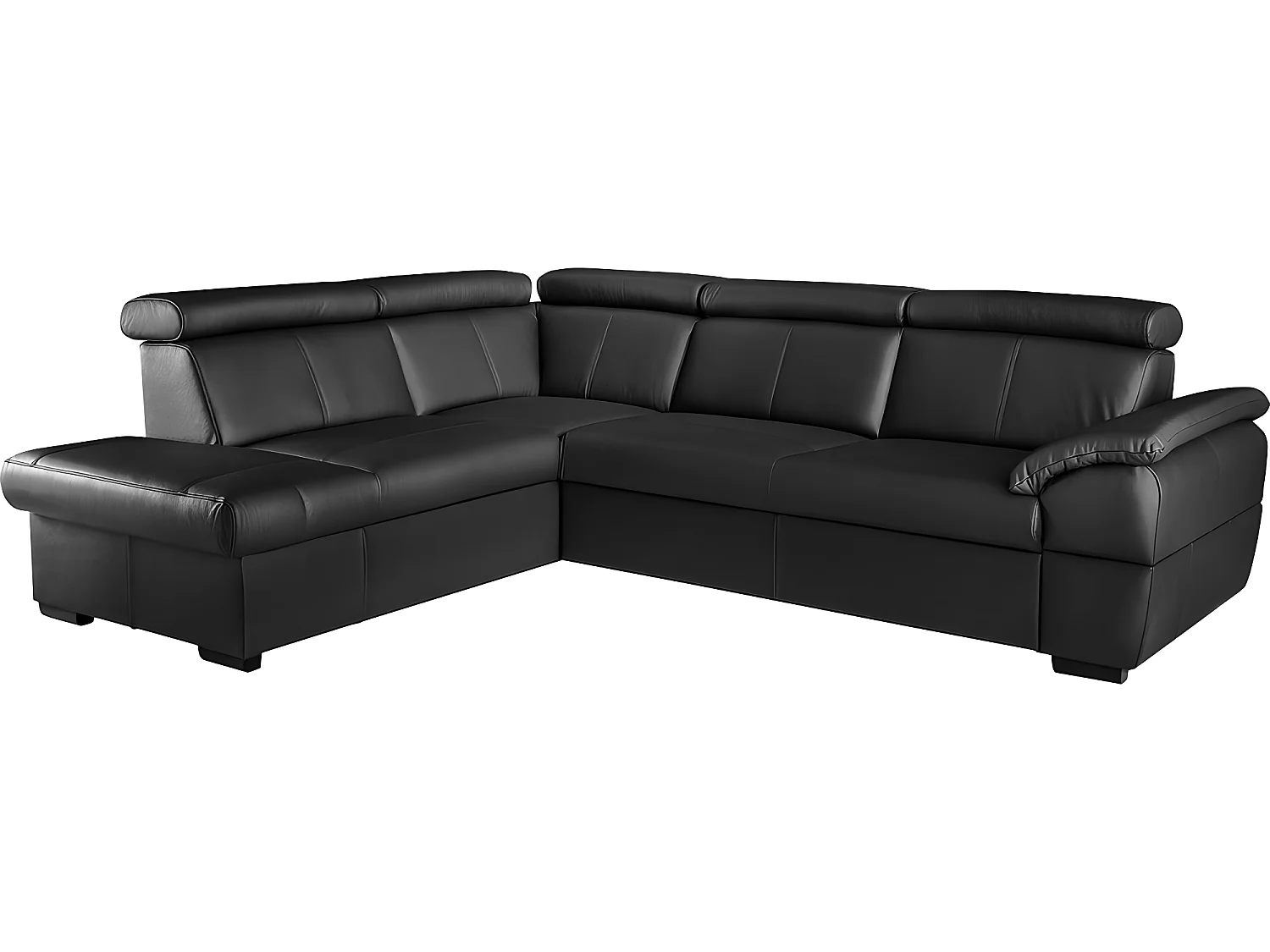Canapé d'angle convertible en cuir italien de luxe 5/6 places TONY, avec coffre, noir, angle gauche