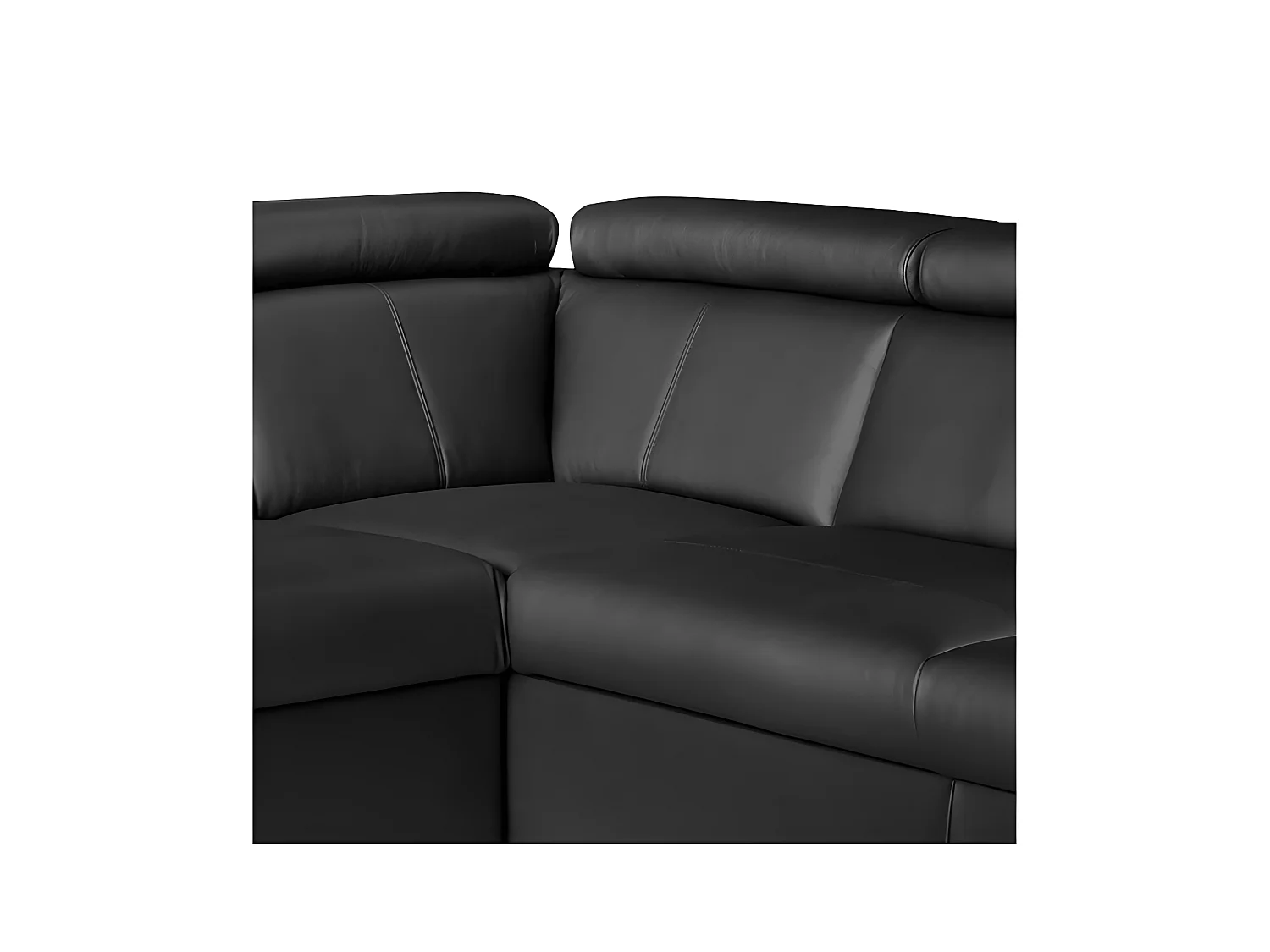 Canapé d'angle convertible en cuir italien de luxe 5/6 places TONY, avec coffre, noir, angle droit