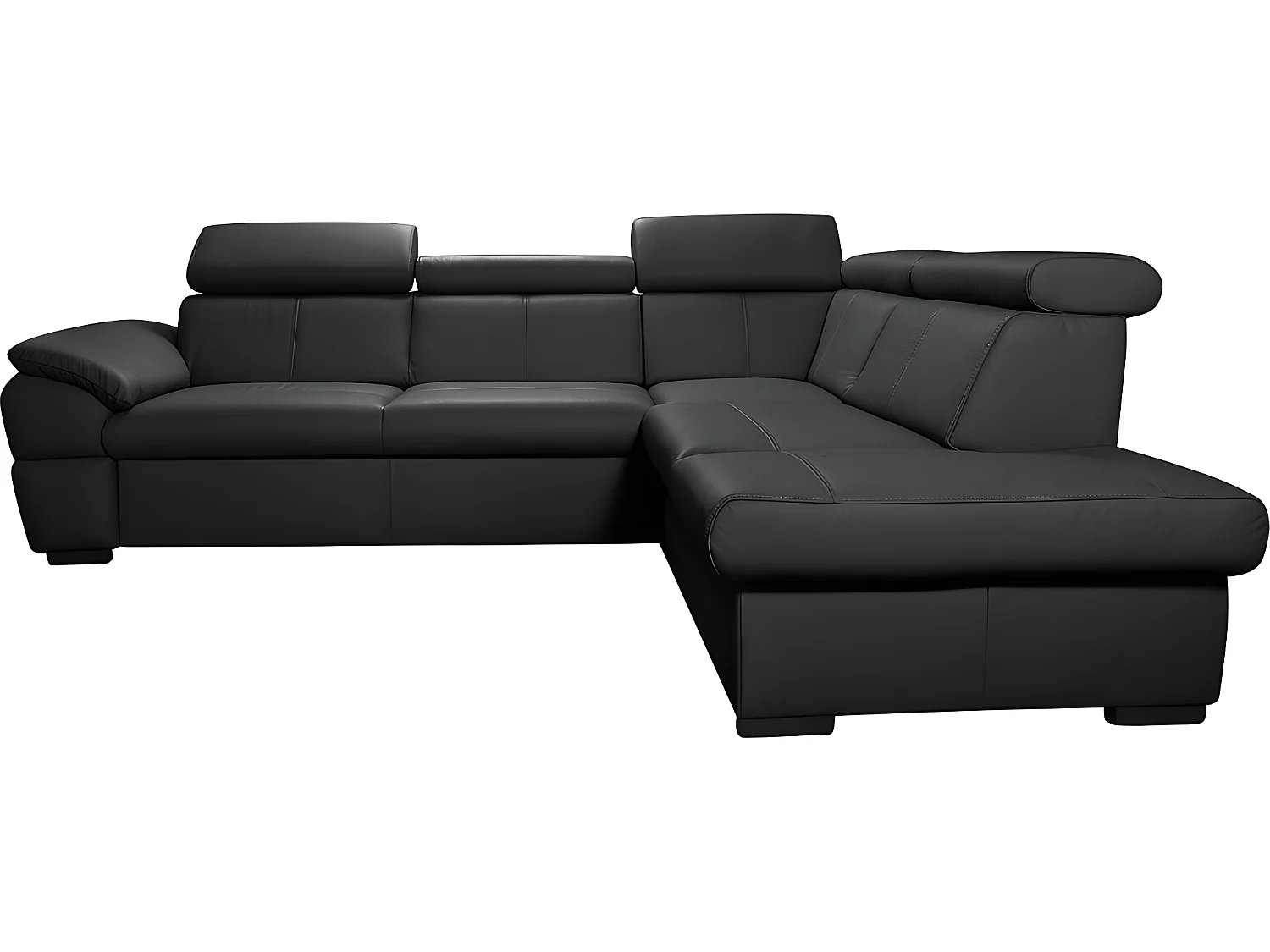 Hoekslaapbank TONY van luxe Italiaans leer met opbergruimte, zwart, rechterhoek