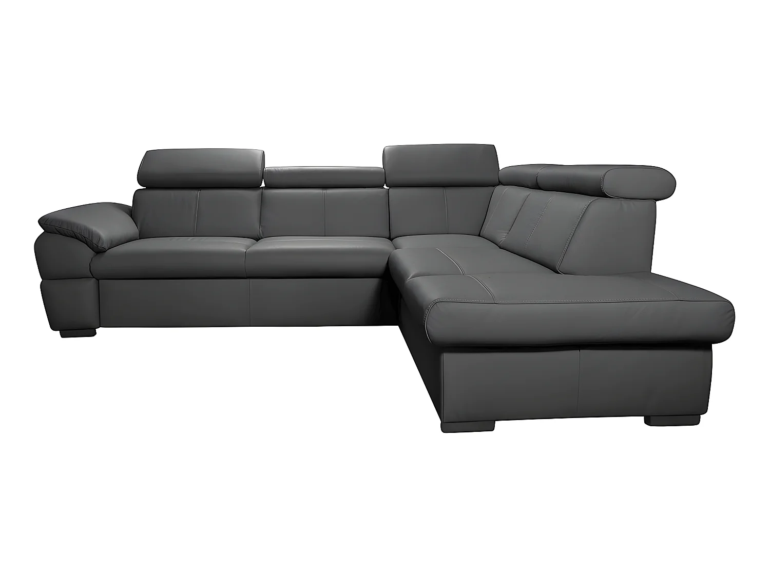 Canapé d'angle convertible en cuir italien de luxe 5/6 places TONY, avec coffre, gris foncé, angle droit