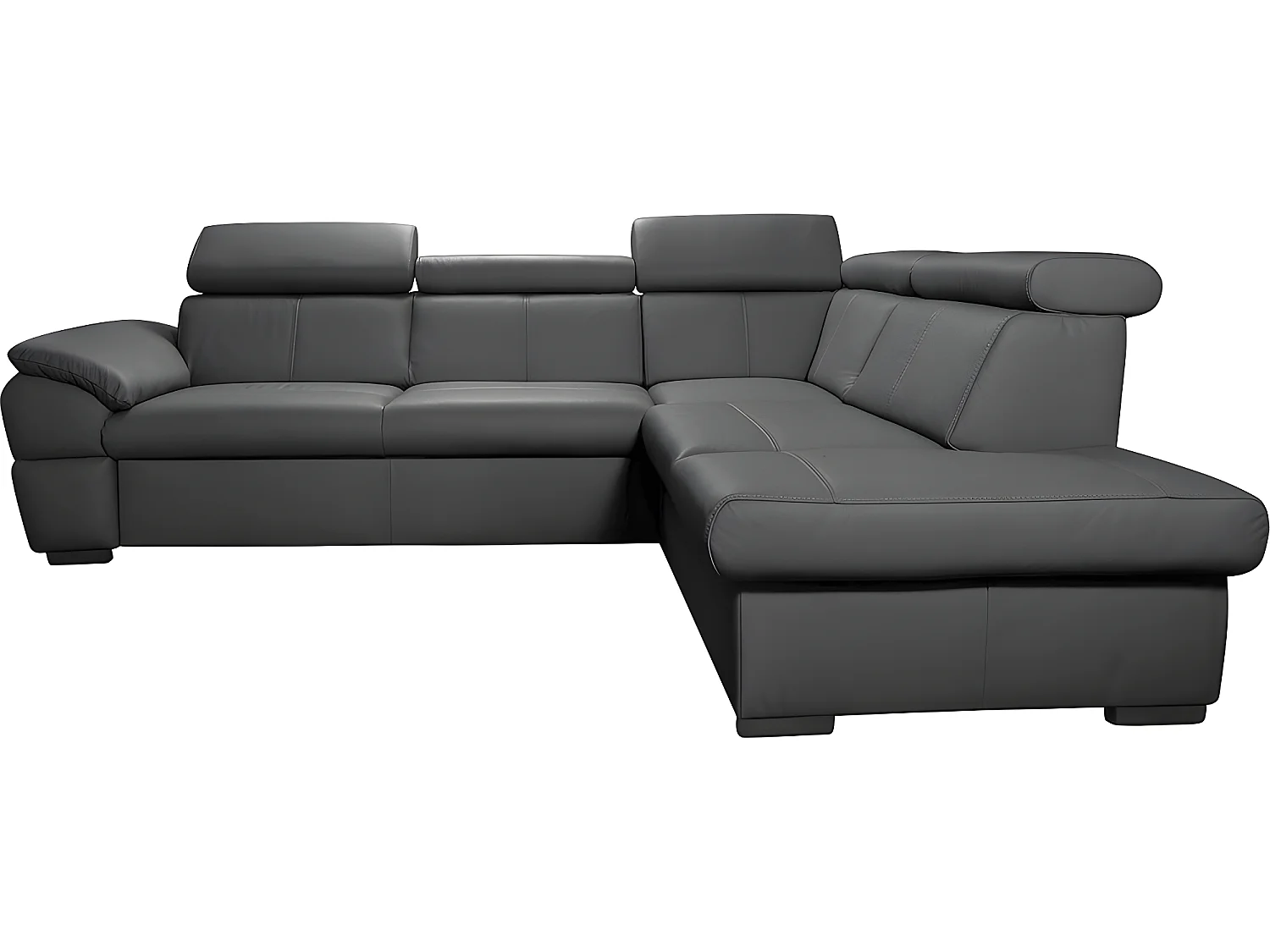 Canapé d'angle convertible en cuir italien de luxe 5/6 places TONY, avec coffre, gris foncé, angle droit