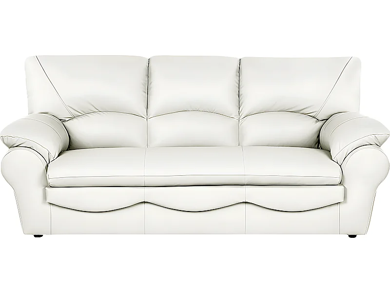 Canapé 3 places en 100% tout cuir italien vachette OSATIS, couleur ivoire