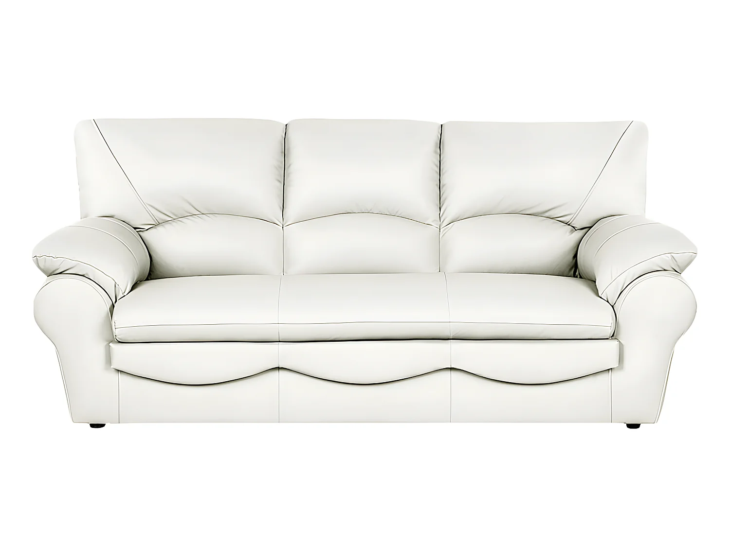 Canapé 3 places en 100% tout cuir italien vachette OSATIS, couleur ivoire