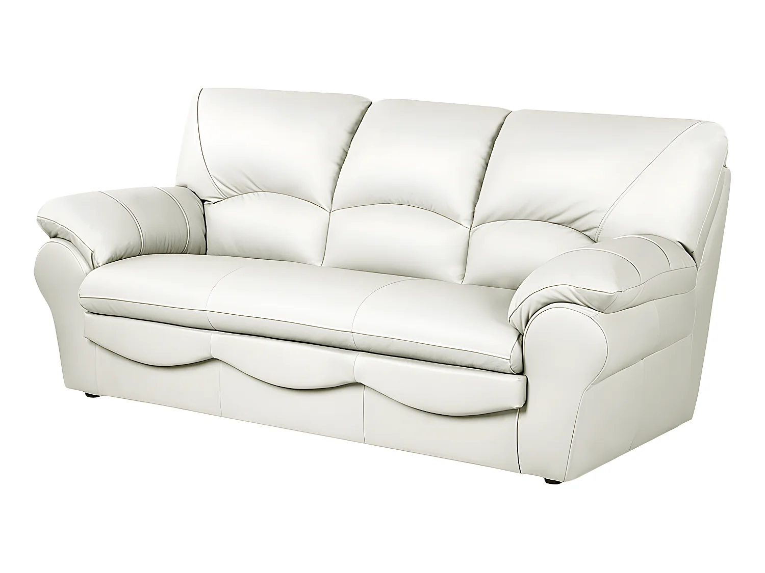 Canapé 3 places en 100% tout cuir italien vachette OSATIS, couleur ivoire