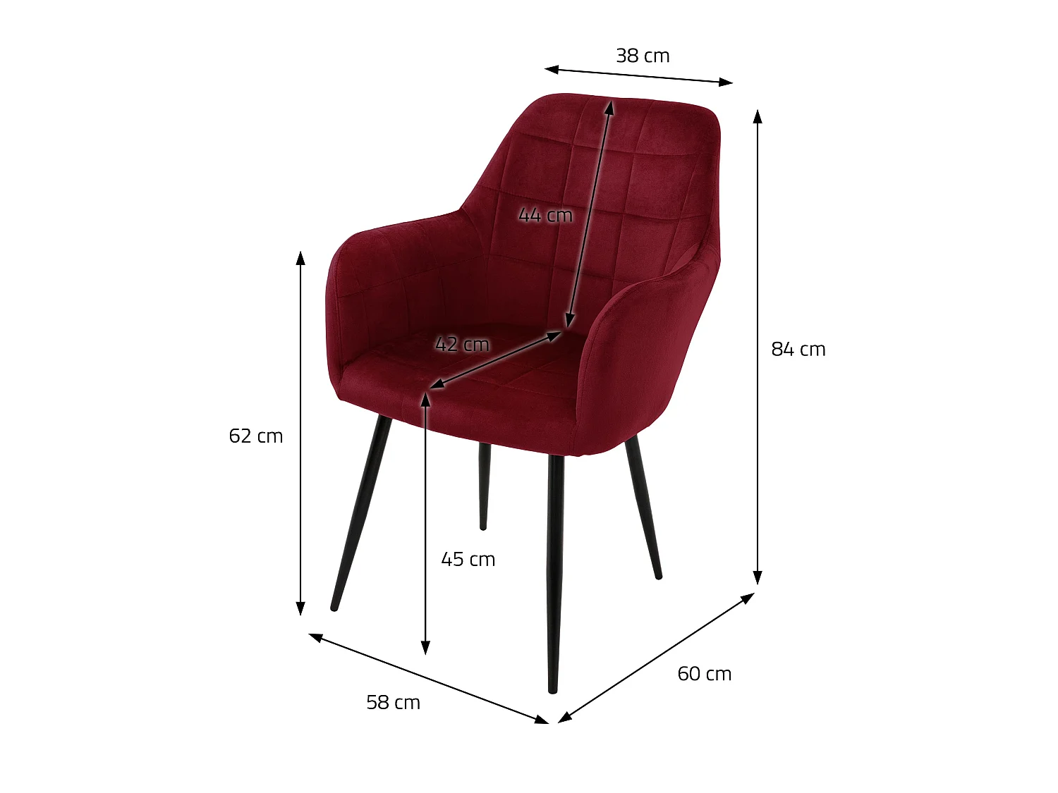 2x sedie da pranzo poltrone da ufficio seduta bordeaux ECD Germany
